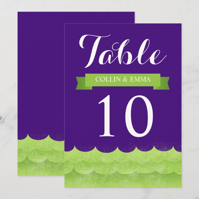 Convites Números de Mesa Náuticos no Mar em Roxo Personaliz (Frente/Verso)