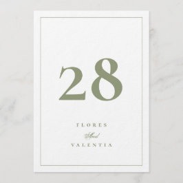 Convites Números de Mesa para Casamento 5 x 7 Elegante Musg