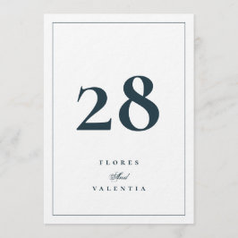 Convites Números de Mesa para Casamento 5 x 7 Elegantes Azu