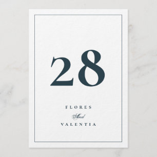 Convites Números de Mesa para Casamento 5 x 7 Elegantes Azu