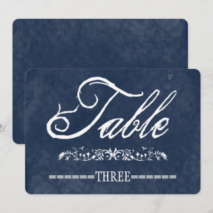 Convites Números de Mesa para Casamento com Aquarela Azul