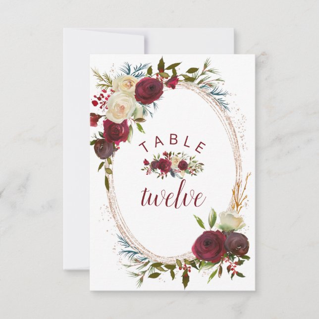 Convites Números de Mesa para Casamento com Assentos Chic M (Frente)