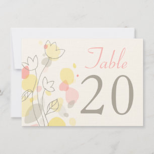 Convites Números de mesa para casamento com pétalas de flor