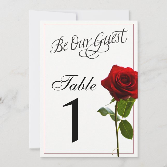 Convites Números de Mesa para Casamento de Conto de Fadas (Frente)