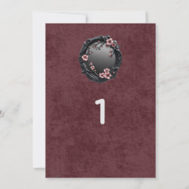 Convites Números de Mesa para Casamento Gótico Dark Academi