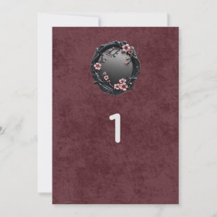 Convites Números de Mesa para Casamento Gótico Dark Academi