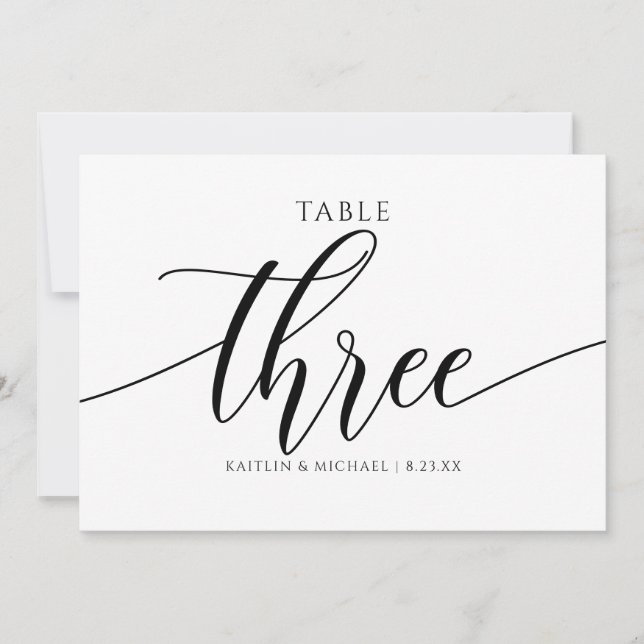 Convites Números de Mesa para Casamento Moderno - Caligrafi (Frente)