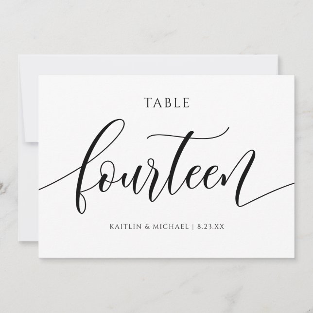 Convites Números de Mesa para Casamento Moderno - Caligrafi (Frente)