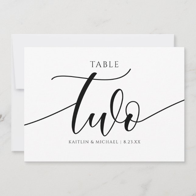 Convites Números de Mesa para Casamento Moderno - Caligrafi (Frente)
