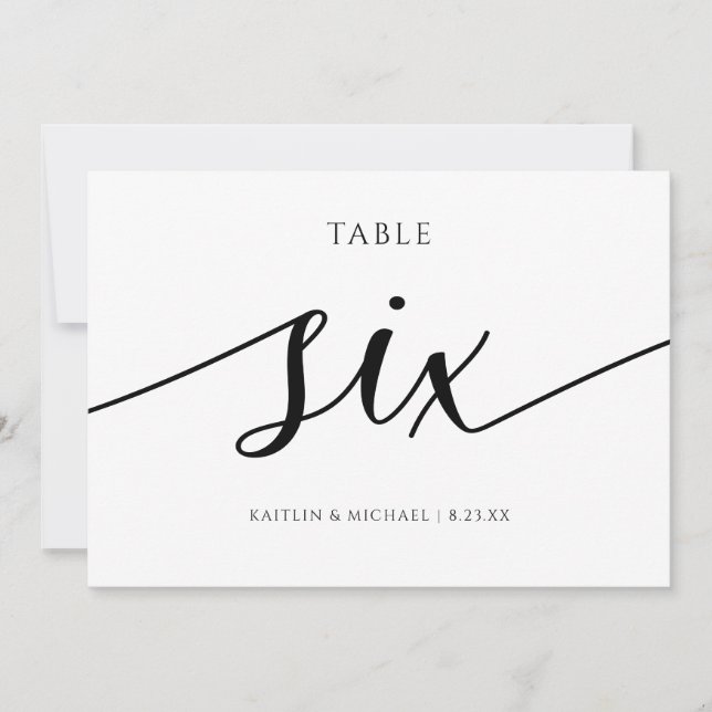 Convites Números de Mesa para Casamento Moderno - Caligrafi (Frente)