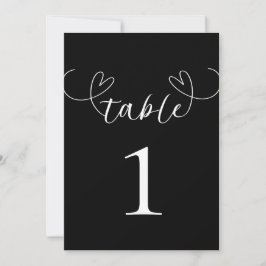 Convites Números de Mesa para Casamento Preto e Branco Mode