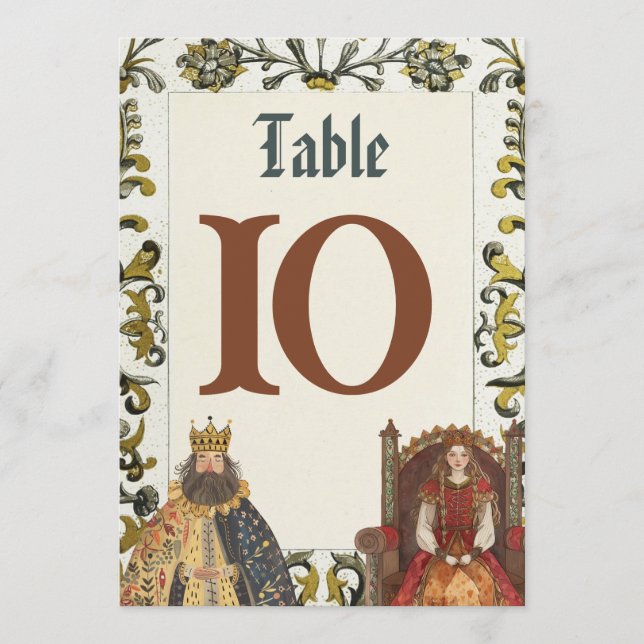 Convites Números de Mesa para Casamento Real da Renascença  (Frente)