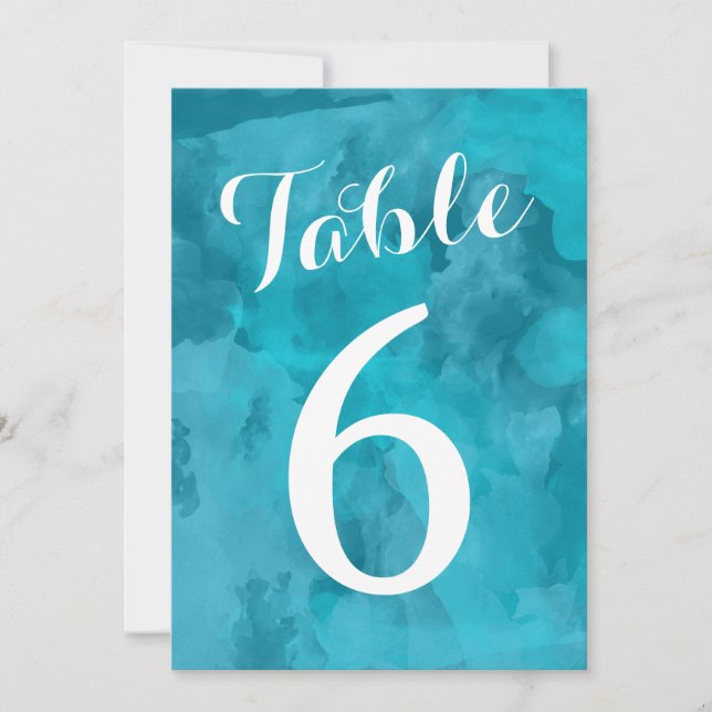 Convites Números de Mesa para Casamento Romântico em Aquare (Frente)