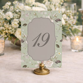 Convites Números de Mesa para Casamento Rosa Verde Salvia 1
