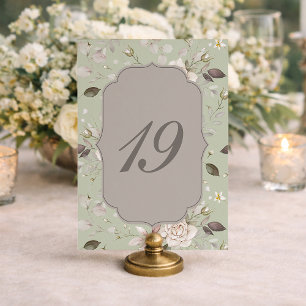 Convites Números de Mesa para Casamento Rosa Verde Salvia 1