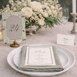 Convites Números de Mesa para Casamento Rosa Verde Salvia 2