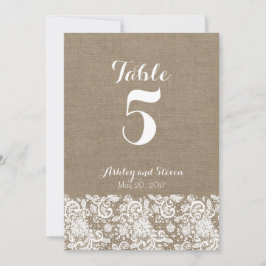 Convites Números de mesa para casamento rústico - aniagem e