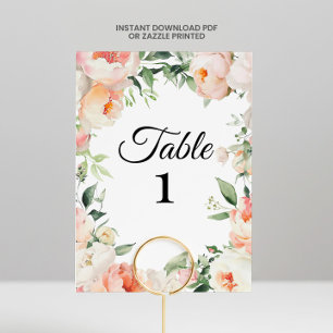 Convites Números de Mesa para Chá de Noiva Floral Imprimíve