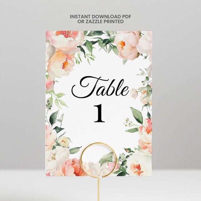 Convites Números de Mesa para Chá de Noiva Floral Imprimíve (Criador carregado)