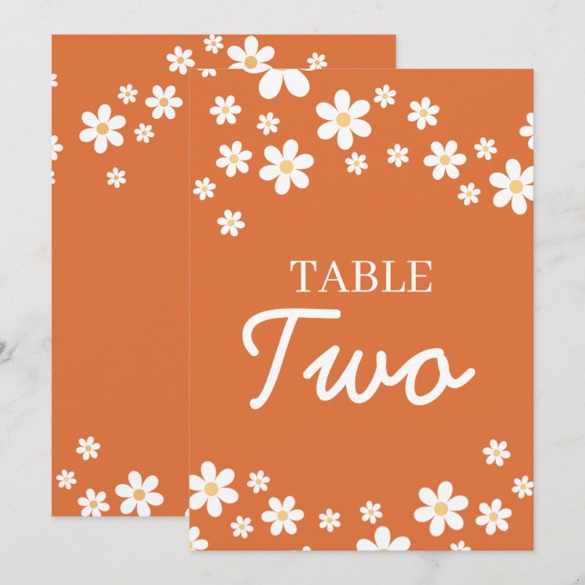 Convites Números de Mesa para Chá de Noiva Retro Daisy Lara (Frente/Verso)