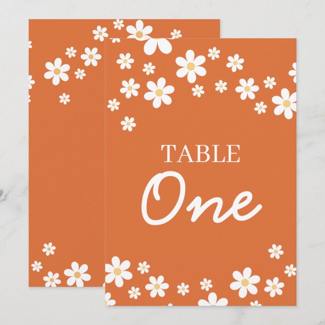 Convites Números de Mesa para Chá de Noiva Retro Daisy Lara (Frente/Verso)