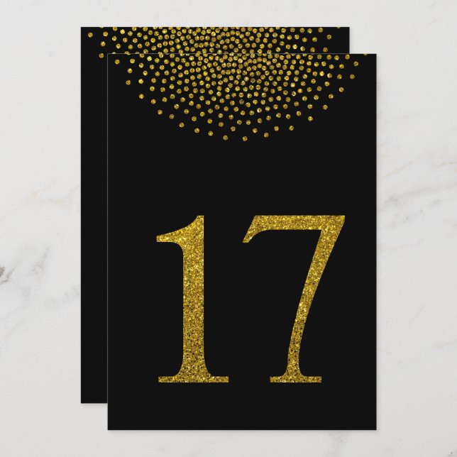 Convites Números de mesa para festa de casamento preto e do (Frente/Verso)