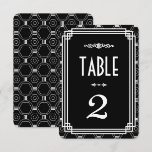 Convites Números de Mesa Preto e Branco Art Déco para Casam