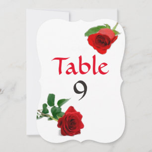 Convites Números de Mesa - Rosa Vermelha Aquarela