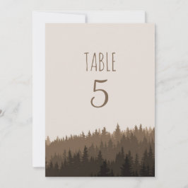Convites Números de mesa Rustic Mountain em marrom