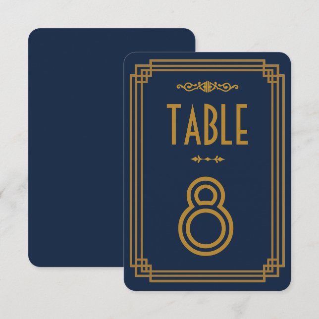 Convites Números de Mesa Simples Azul para Casamento Art Dé (Frente/Verso)