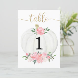 Convites Números de tabela "5 x7" da abóbora floral branc
