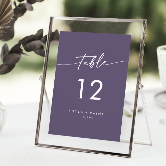 Convites Números De Tabela Boho Chic Plum Purple Wedding (Criador carregado)