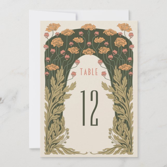 Convites Números de Tabela Casamento Oleícola e Laranja (Frente)