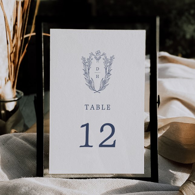 Convites Números de Tabela de Casamento Botânico Azul Branc (DAPHNE White Blue Botanical Wedding Table Numbers)