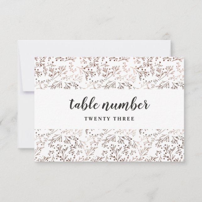 Convites Números de Tabela de Casamento de Cobre com Fatia  (Frente)