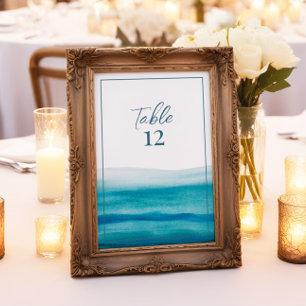 Convites Números de Tabela de Casamento de Cores d'Água do 
