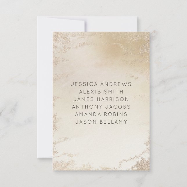 Convites Números de Tabela de Casamento de Foscos Dourados  (Verso)