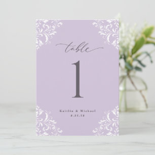 Convites Números de Tabela de Casamento de Lavanda Elegante