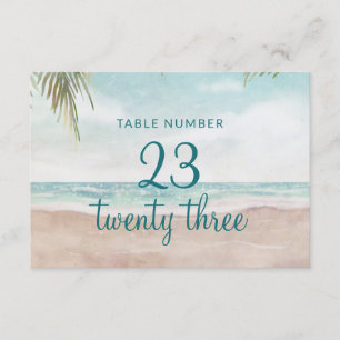 Convites Números de Tabela de Casamento de Praia de Ilha Br