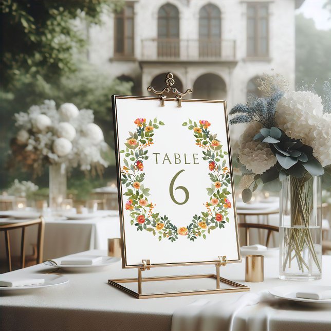Convites Números de Tabela de Casamento de Wreath Floral Ve (Criador carregado)