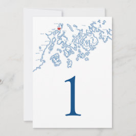 Convites Números de tabela de casamento do Point Maine Map