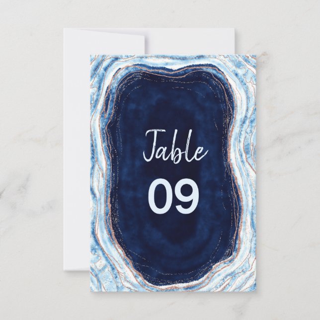 Convites Números de Tabela de Casamento Dourado Rosa Azul S (Frente)