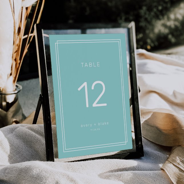 Convites Números de Tabela de Casamento Verde Mint Minimali (AVERY Minimalist Mint Green Wedding Table Numbers)
