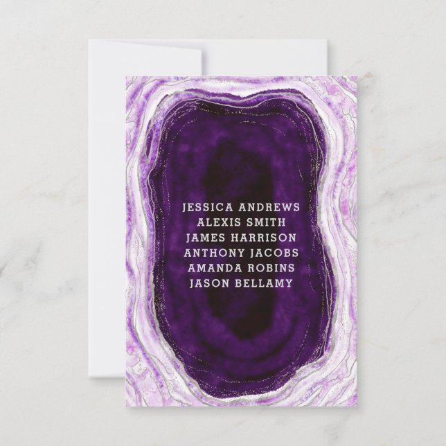Convites Números de tabela de casamentos Ametist Purple & S (Verso)