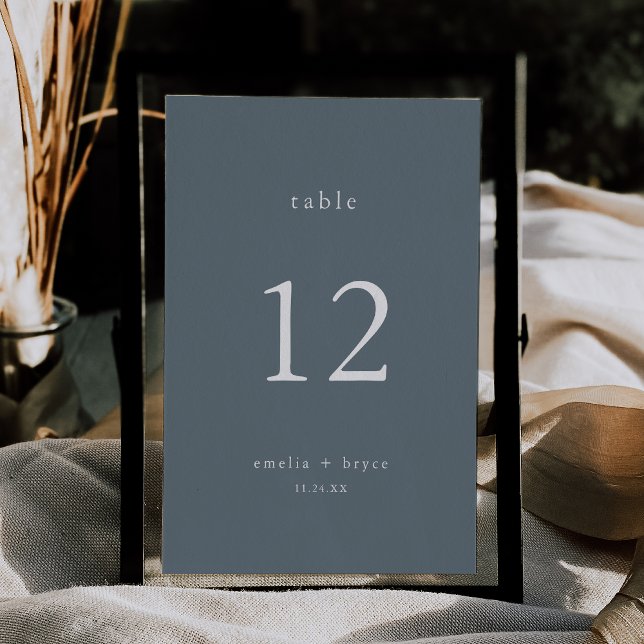 Convites Números de tabela de casamentos azuis EMELIA Winte (EMELIA Winter Dusty Blue Wedding Table Numbers)