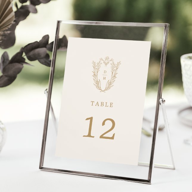 Convites Números de Tabela de Casamentos Dourados de Creme  (DAPHNE Elegant Cream Gold Wedding Table Numbers)