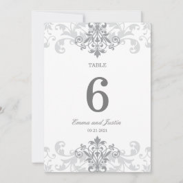 Convites Números de Tabela de Casamentos Elegantes de Cinza