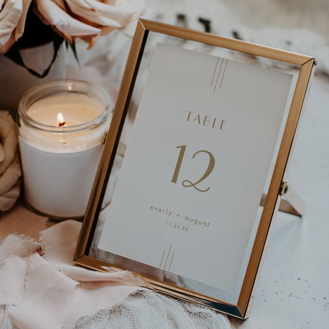 Convites Números de Tabela de Casamentos Simples na Deco da (EVERLY Gold Art Deco Simple Wedding Table Numbers)