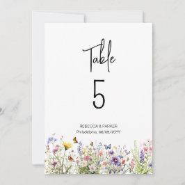 Convites Números de tabela de flores selvagens brilhantes