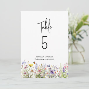 Convites Números de tabela de flores selvagens brilhantes